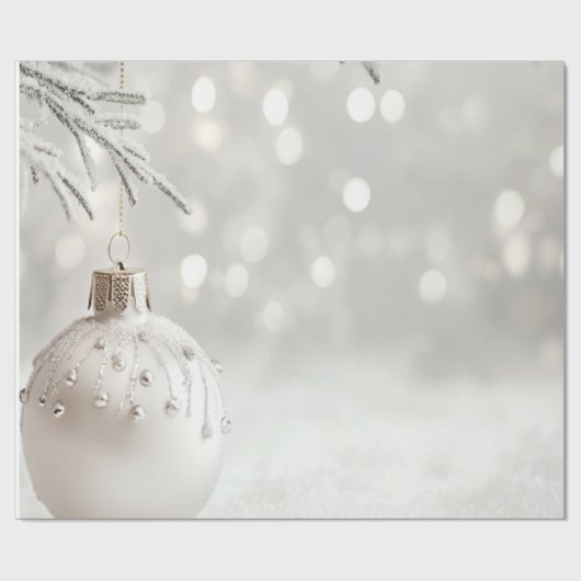 Elegante witte kerstbal vakantie cadeaupapier (Vlak)