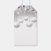 Elegante Witte Kerstballen Cadeaulabel (Achterkant)