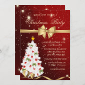 Elegante witte kerstboom, boog, rood, Kerstmis Kaart (Voorkant / Achterkant)