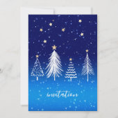 Elegante Witte Kerstboom Gouden Sterren Diner Kaart (Voorkant)