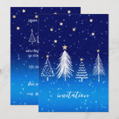 Elegante Witte Kerstboom Gouden Sterren Diner Kaart (Voorkant / Achterkant)