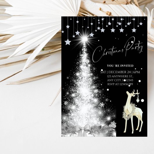 Elegante Witte Kerstboom Kerstfeest Viering Kaart