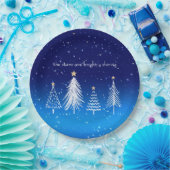 Elegante witte kerstboom met gouden sterren papieren bordje (Feest)