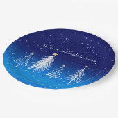 Elegante witte kerstboom met gouden sterren papieren bordje (Gekanteld)