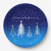 Elegante witte kerstboom met gouden sterren papieren bordje (Voorkant)