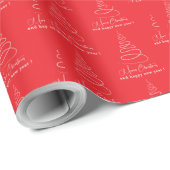 Elegante Witte Kerstboom Rode Kerst Cadeaupapier (Rol Hoek)