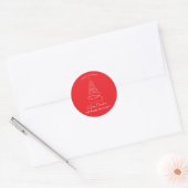 Elegante Witte Kerstboom Rode Kerst Ronde Sticker (Envelop)