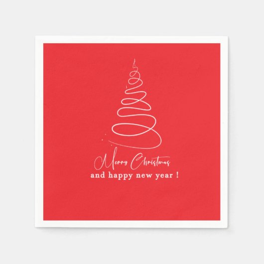 Elegante Witte Kerstboom Rode Kerst Servet (Voorkant)