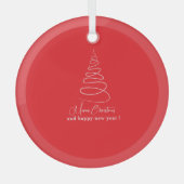 Elegante witte kerstboom rood glas ornament (Voorkant)