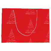 Elegante witte kerstboom rood groot cadeauzakje (Achterkant)