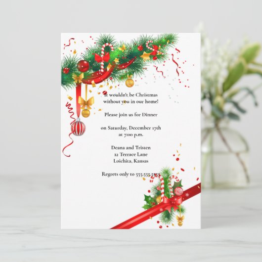 Elegante witte kerstfeest kaart (Staand voorkant)