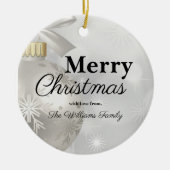 Elegante witte kerstfoto Memento Ornament (Voorkant)