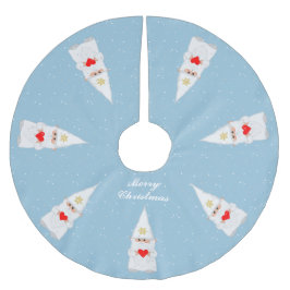 Elegante witte kerstkabouters op lichtblauw kerstboom rok