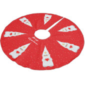 Elegante witte kerstkabouters op rood kerstboom rok (Gekanteld)