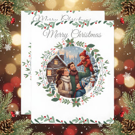 Elegante Witte Kerstmis Familie Fotokaart