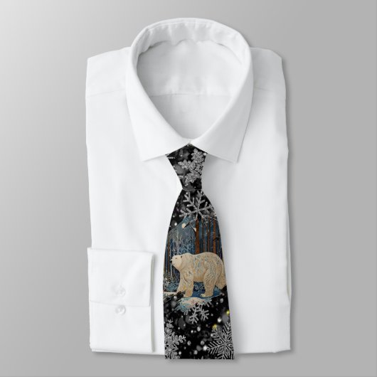 Elegante witte kerstpoolbeer sneeuwvlokken stropdas (Gebonden)