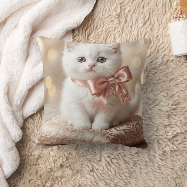 Elegante Witte Kitten Boutique Kussen (Deken)