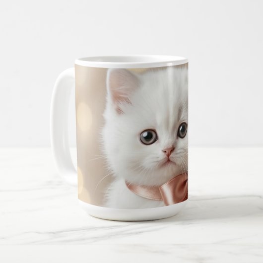 Elegante Witte Kittenshop Koffiemok (Voorkant links)