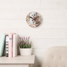 Elegante Witte Kittenshop Ronde Klok