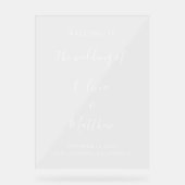 Elegante witte klassieke minimalistische bruiloft acryl bord (Voorkant)