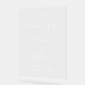 Elegante witte klassieke minimalistische bruiloft acryl bord (Hoek)