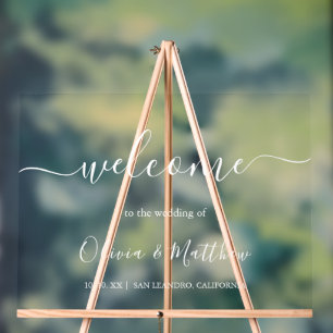 Elegante witte klassieke minimalistische bruiloft acryl bord