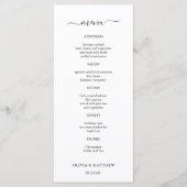 Elegante witte klassieke minimalistische bruiloft menu (Voorkant)