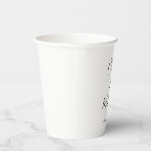 Elegante witte klassieke minimalistische bruiloft papieren bekers (Rechts)