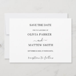 Elegante witte klassieke minimalistische bruiloft save the date