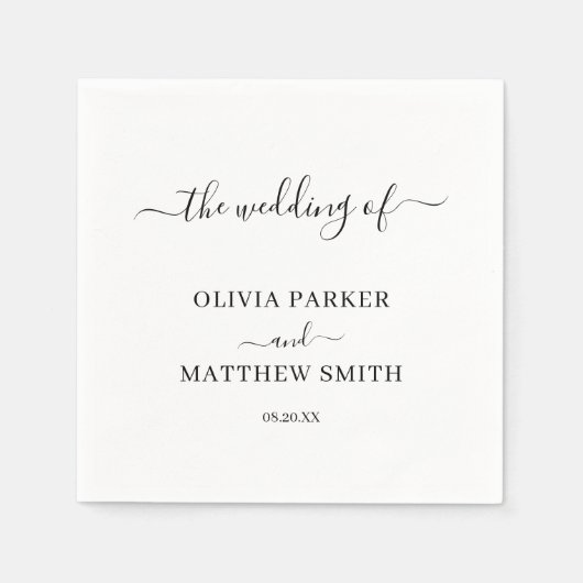 Elegante witte klassieke minimalistische bruiloft servet (Voorkant)