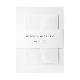 Elegante witte klassieke minimalistische bruiloft uitnodigingen wikkel