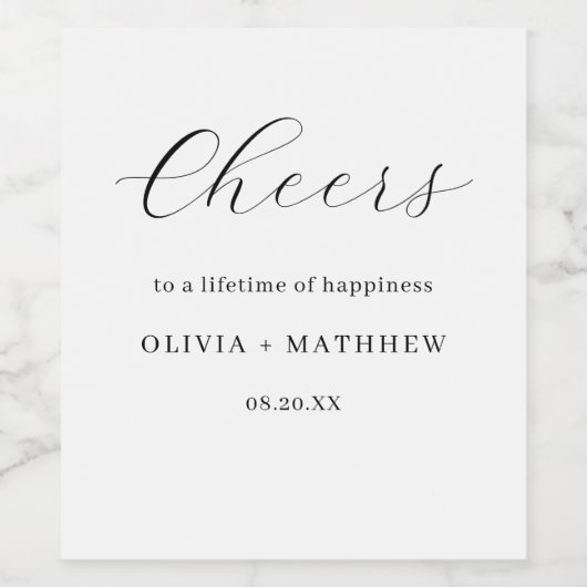 Elegante witte klassieke minimalistische bruiloft wijn etiket (Enkel label)