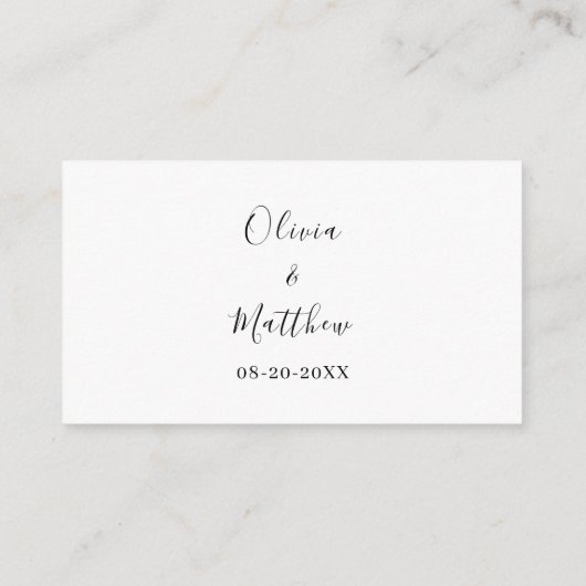 Elegante witte klassieke minimalistische trouwwebs informatiekaartje (Achterkant)