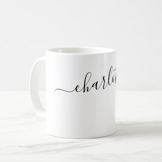 Elegante witte kleur moderne naam gepersonaliseerd koffiemok (Voorkant links)