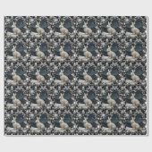 Elegante witte konijn Kerst sneeuwvlokken Cadeaupapier (Vlak)