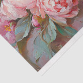 Elegante Witte Konijn & Roze Pioenrozen Decoupage Tissuepapier (Detail)