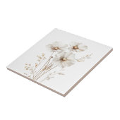 Elegante witte kosmos bloemen faux goud gras tegeltje (Zijkant)