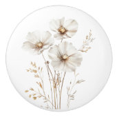 Elegante witte kosmos bloemenboerderij keramische knop (Voorkant)