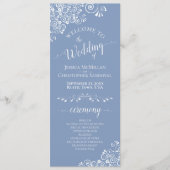 Elegante witte krullen op stoffige blauwe Fancy br Programmakaart (Voorkant)