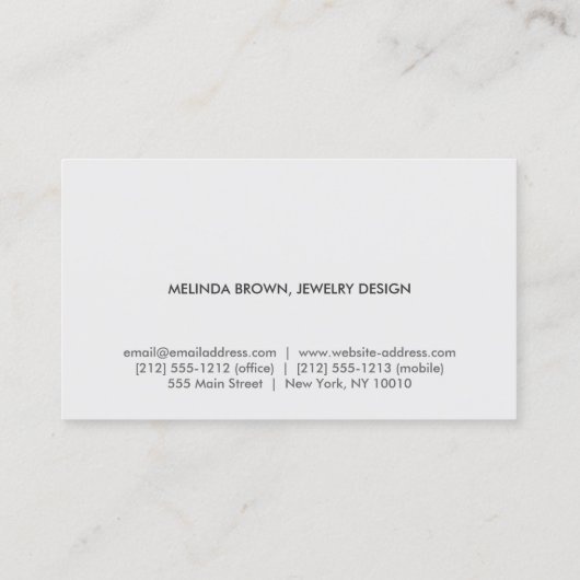 Elegante witte kwarts kristal edelsteen visitekaartje (Achterkant)