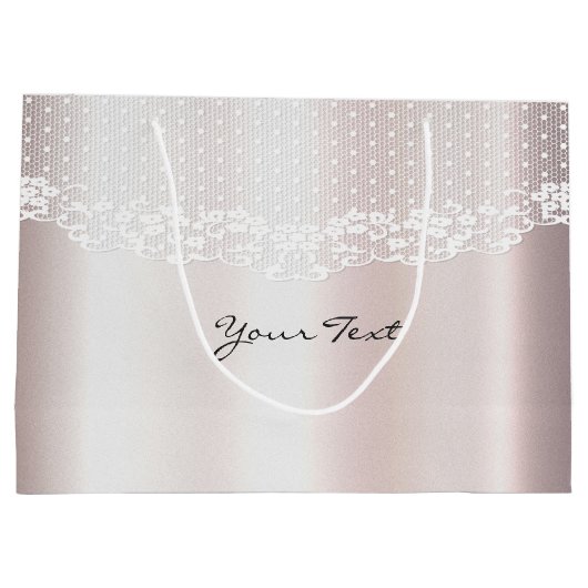 Elegante Witte Lace Bloemen Geschenktas Groot Cadeauzakje (Achterkant)