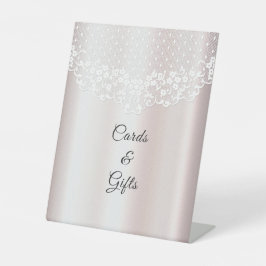 Elegante Witte Lace Bloemen Tafelblad Tekenen Reclamebord Met Voetstuk