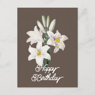 Elegante  Witte Lelie Bloem Gelukkige Verjaardag Briefkaart