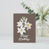 Elegante Witte Lelie Bloem Gelukkige Verjaardag Briefkaart (Staand voorkant)