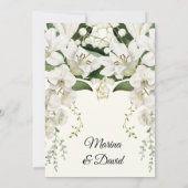 Elegante witte lelie bloemenbruiloft kaart (Achterkant)
