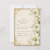Elegante Witte Lelie Bruiloft RSVP Kaartje (Voorkant)