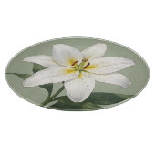 Elegante Witte Lelie Dauw Druppels Botanisch Snijplank (Hoek)