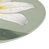 Elegante Witte Lelie Dauw Druppels Botanisch Snijplank (Hoek)