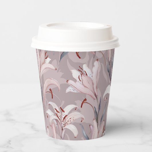 Elegante Witte Lelie Papieren Beker (Voorkant)