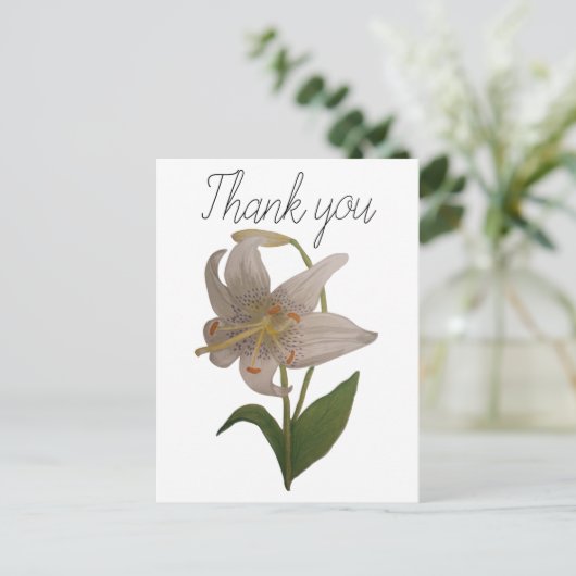 Elegante  witte leliebloem Bedankt Briefkaart (Staand voorkant)